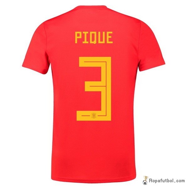 Camiseta España Replica Primera Ropa Pique 2018 Rojo